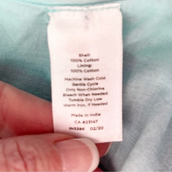 Talbots Size 4 Blue Green Stripe Fit & Flare Summer Tank Dress Pockets Easter - Picture 9 of 11